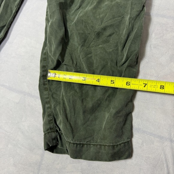 Loft Womens Cropped Jogger Pants Olive Green Drawstring Waist Pockets Size MP - Picture 15 of 16